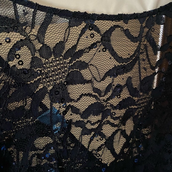 Midnight Blue Lace 3/4 Sleeve Long Dress - Picture 3 of 3